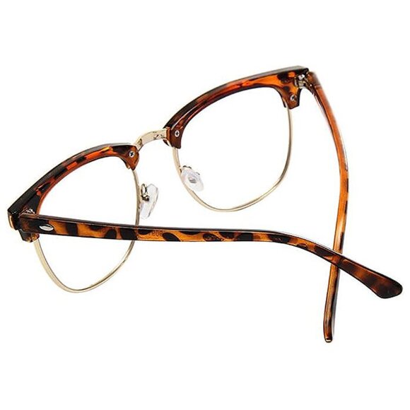 vintage fashion half frame semi-Rimless clear lens glasses Leopard - Picture 2 of 5